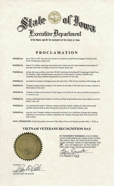 Iowa Proclamation (2018)